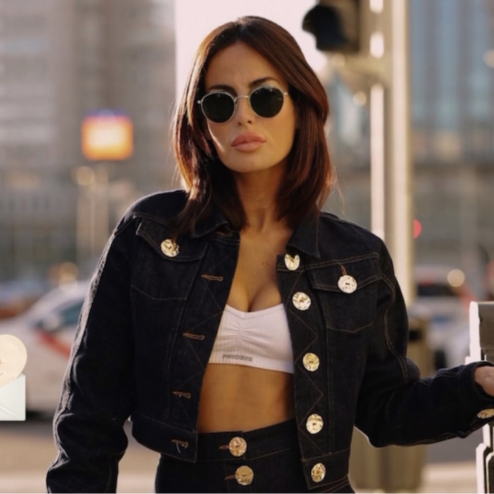 STYLEWE Dark Blue Jean Jacket with Gold Buttons